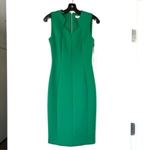 Calvin Klein Green Sleeveless Sheath Midi Dress NWT